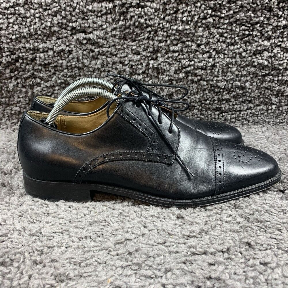 Brass Boot Men's 10 M Black Leather Dress Cap Toe Shoes - Picture 3 of 8